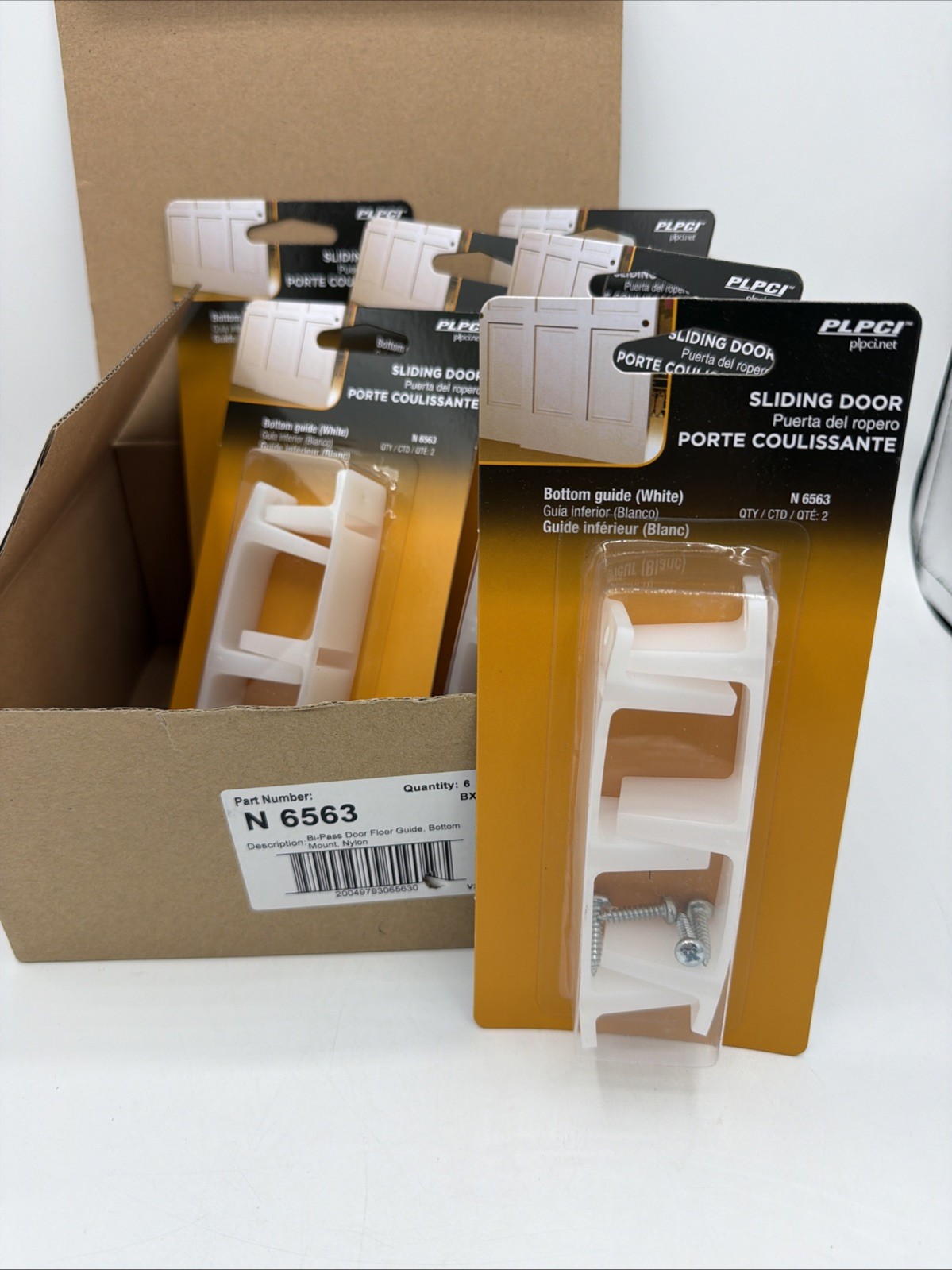 PLPCI Sliding Door Bottom Guide White Lot Of 6 Packs- N 6563 - NEW Free Ship
