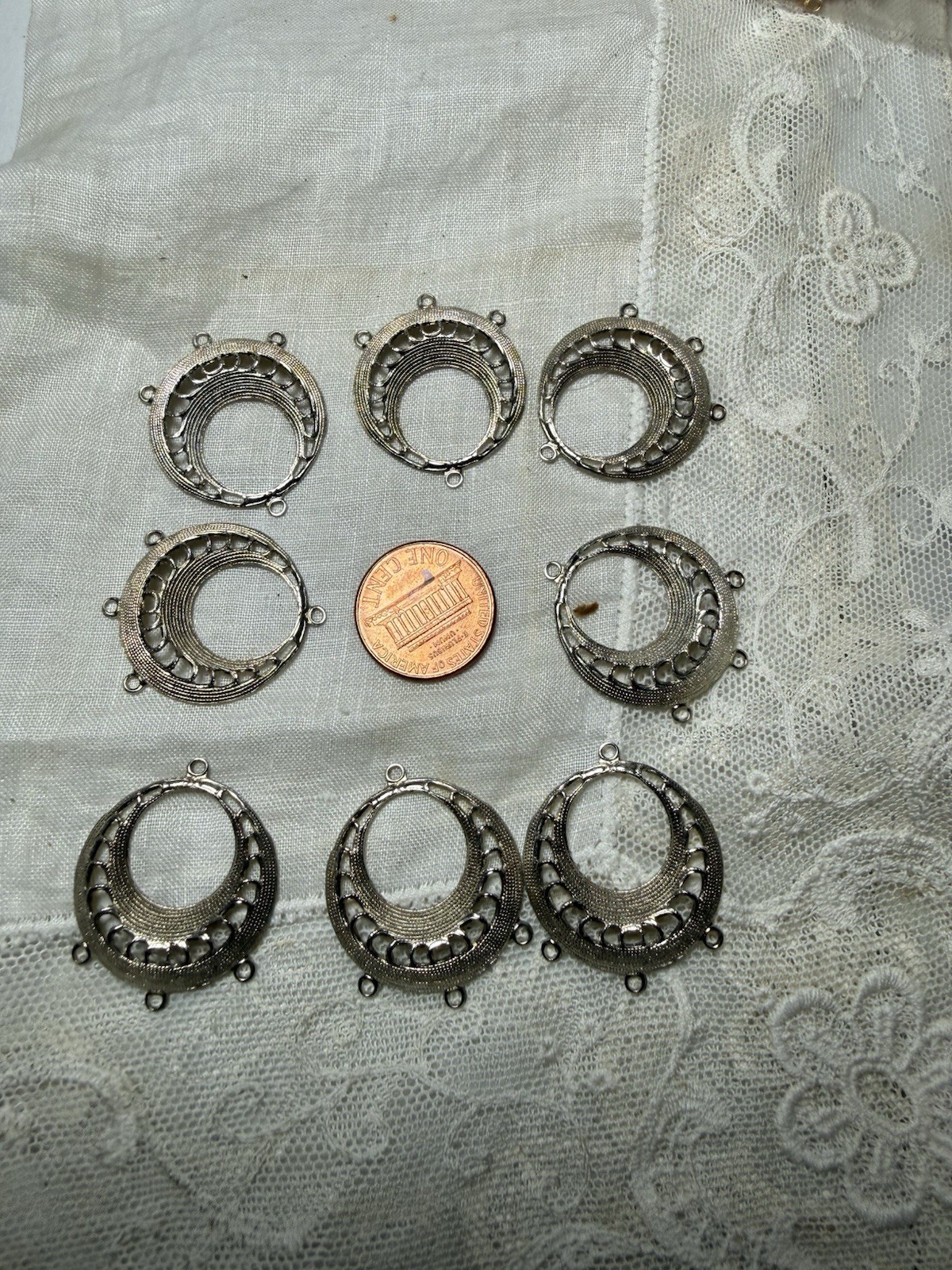 8 Vintage Filigree Chandelier Earring Findings Silver Finish 1 inch in diameter