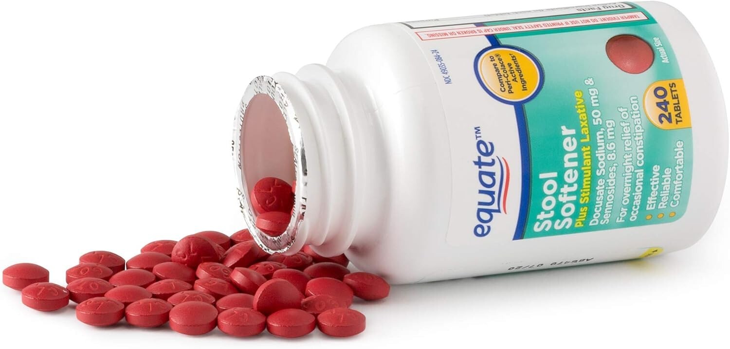 Equate Stool Softener Plus Stimulant Laxative Tablets -Constipation, 240 Tablets