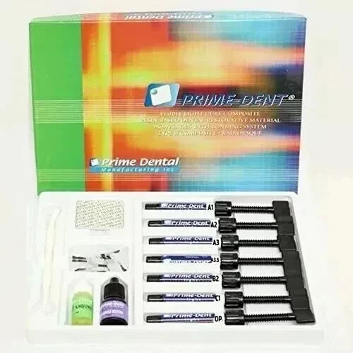 Prime Dent Visible Light Cure Dental Resin Based Hybrid Composite 7 Kit