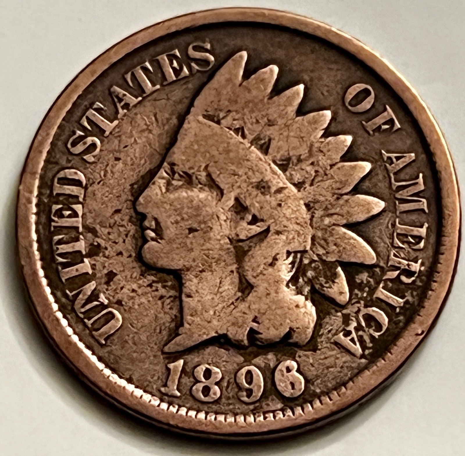 1896 Indian Head Cent - Solid Circulated 19th Century US Copper Penny BN1376