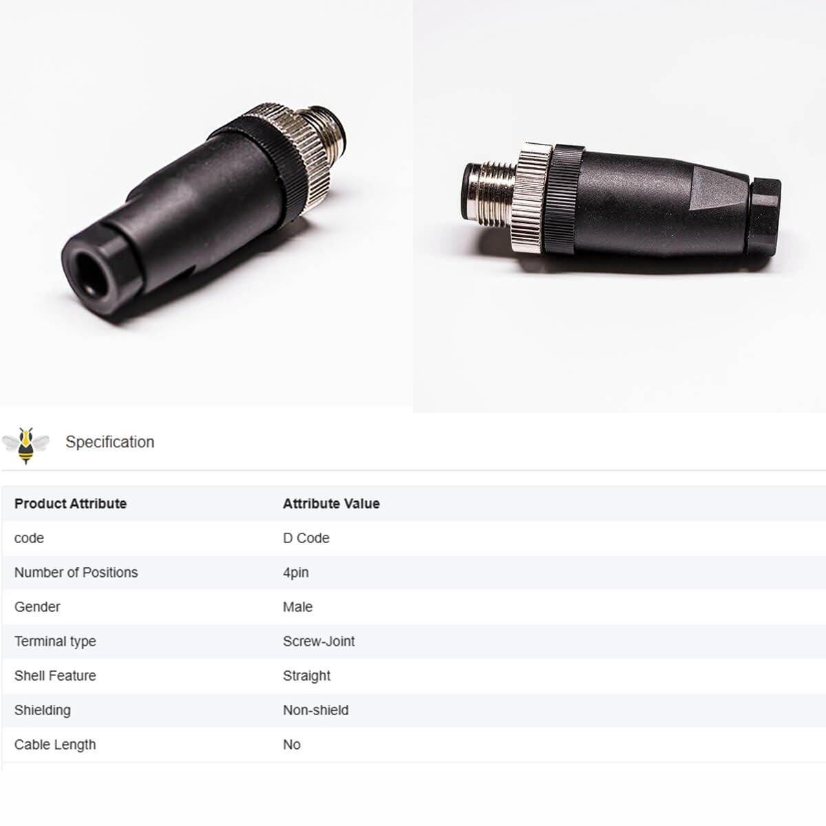 M12 Cable Connector Circular Waterproof Aviation Plug Field Installable Screw...