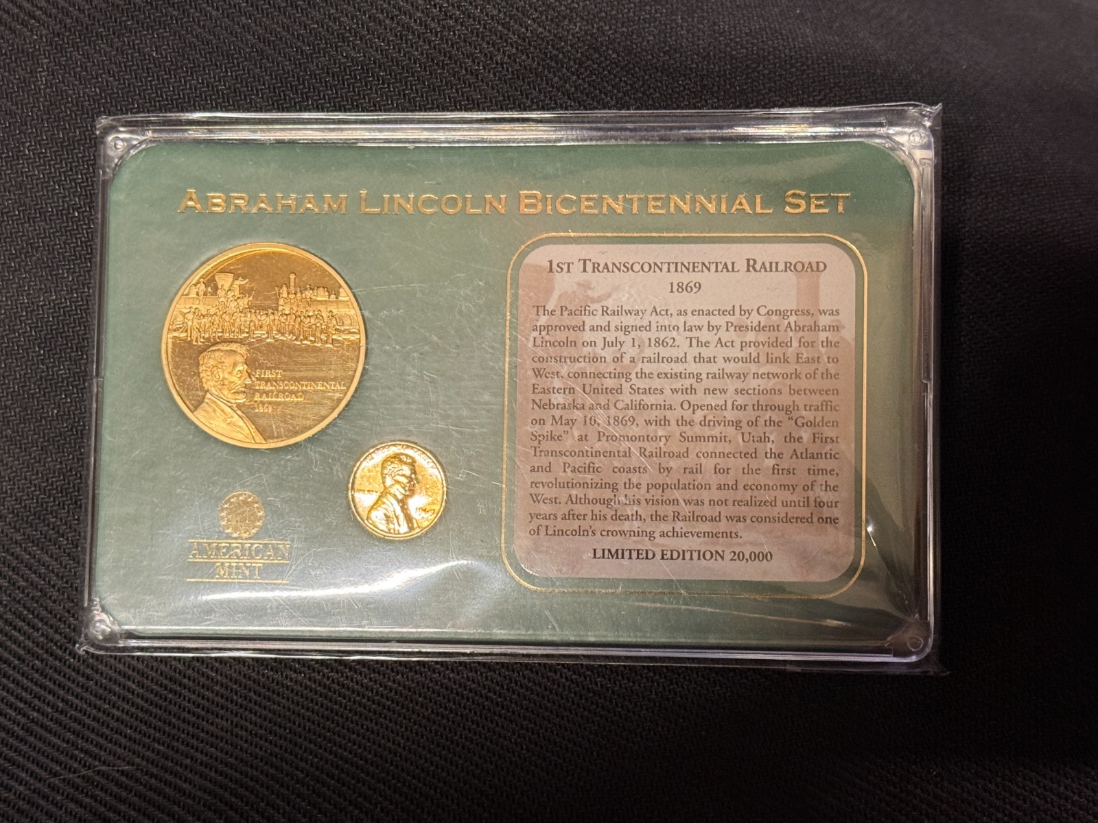Abraham Lincoln Bicentennial Coin Set - Transcontinental Railroad