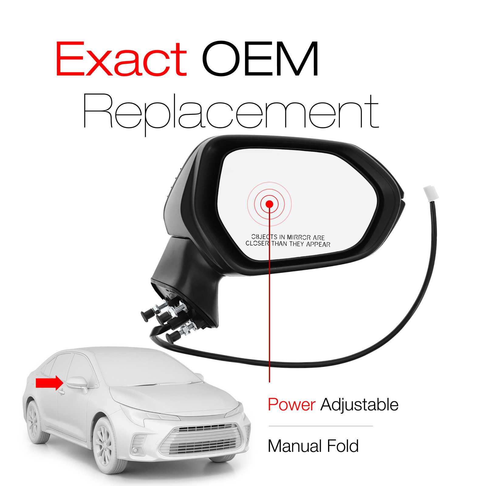 Passenger Side Mirror Replacement - Compatible with 2020-2024 Toyota Corolla ...