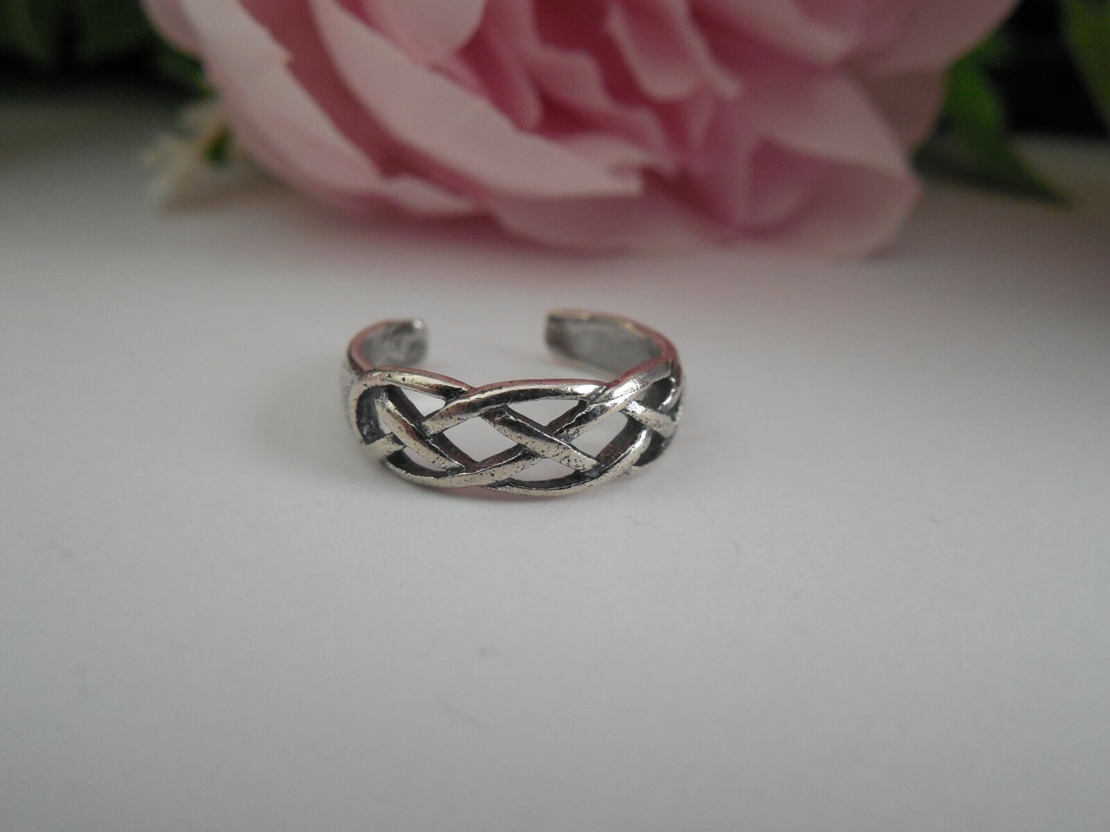 Sterling Silver .925 BRAIDED Toe Ring Adjustable Finger, Knuckle  Ring