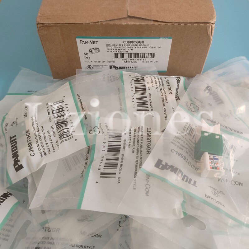 New in Box 50PCS Panduit Gigatx CJ688TGGR MiniCom Cat6 Network Jack Module Green