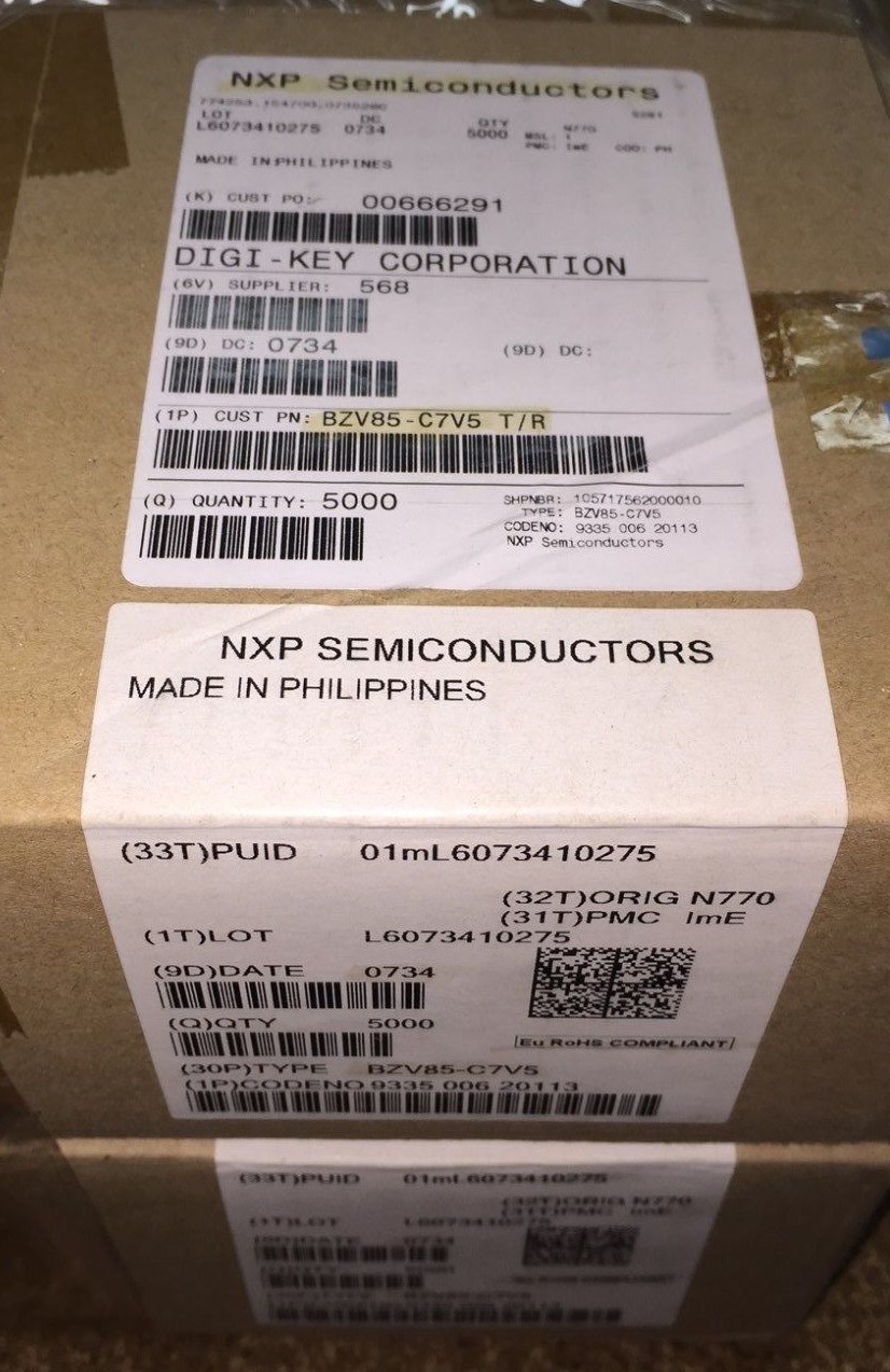 (519 PIECE LOT) BZV85-C7V5, NXP, DIODE ZENER 7.5V 1.3W DO41, ROHS