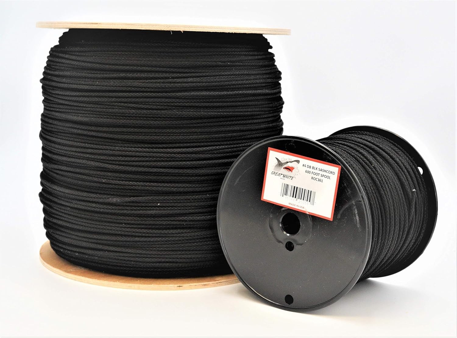 GREAT WHITE ROC371 3,000' Trick Line-Cotton Tie Line, Black, Unglazed, Cotton...