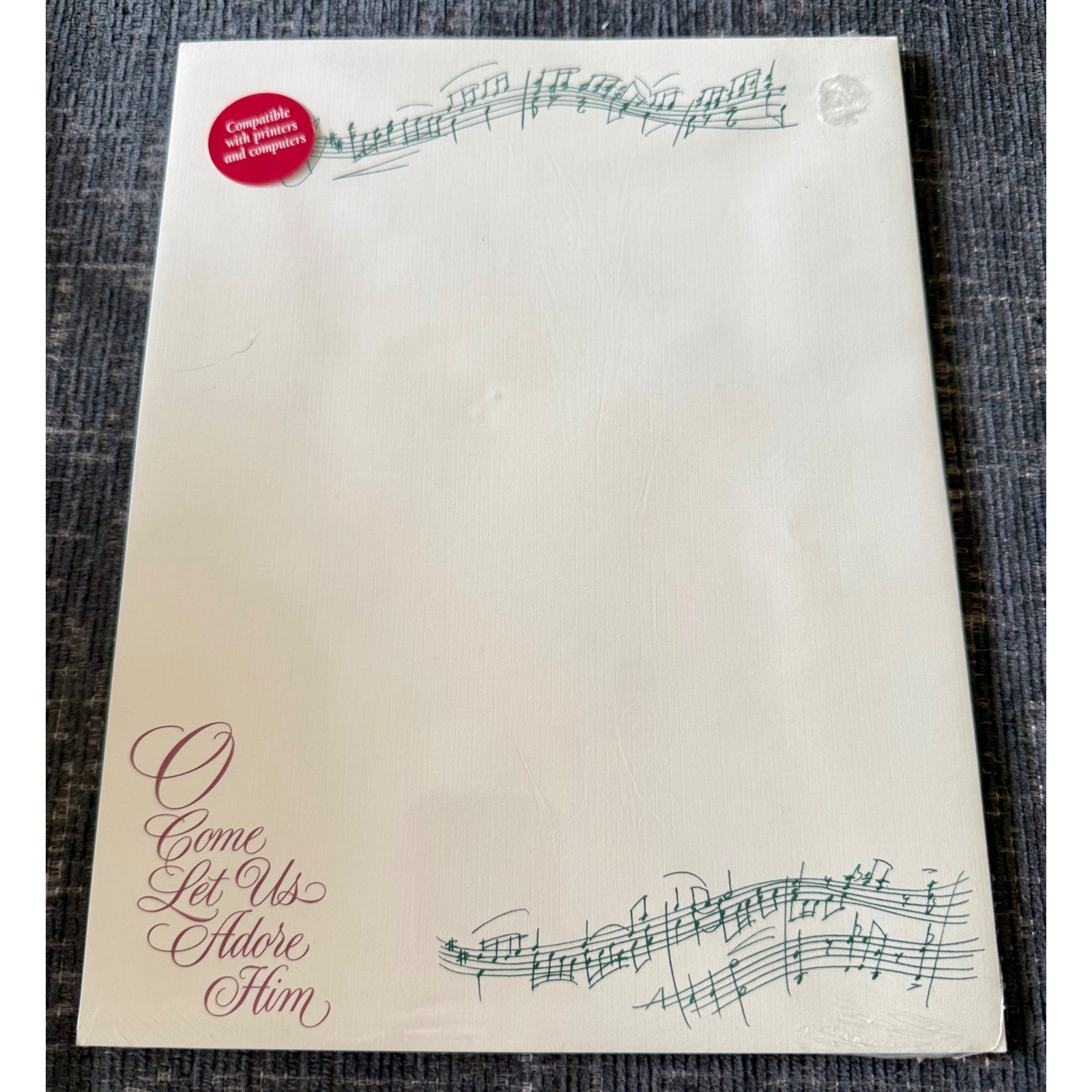 DaySpring Stationery 25ct Unisex 8.5x11 Cream New Christmas Music Letterhead
