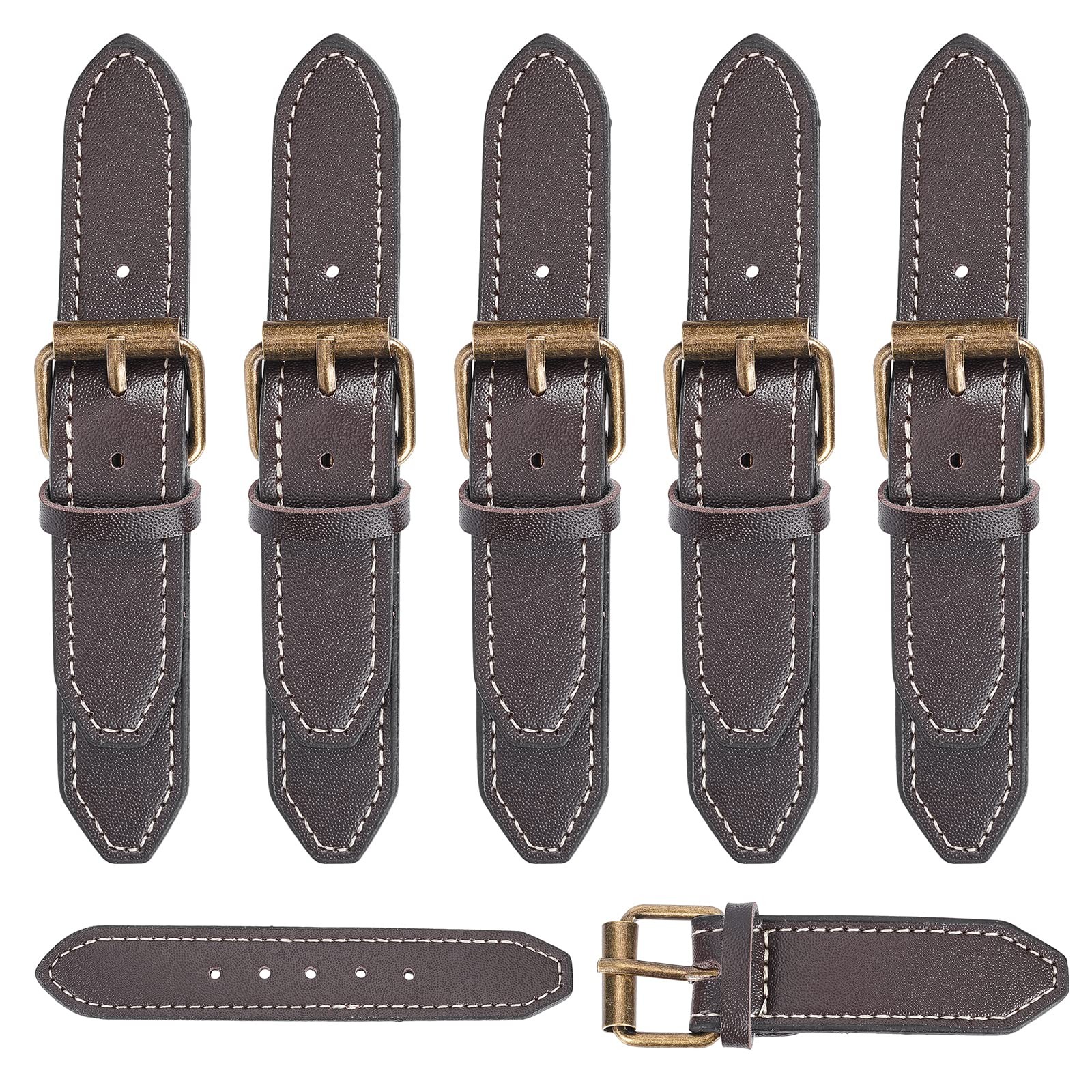 6 Sets Leather Sew-On Toggles Closures Coconut Brown PU Leather Snap Toggle S...