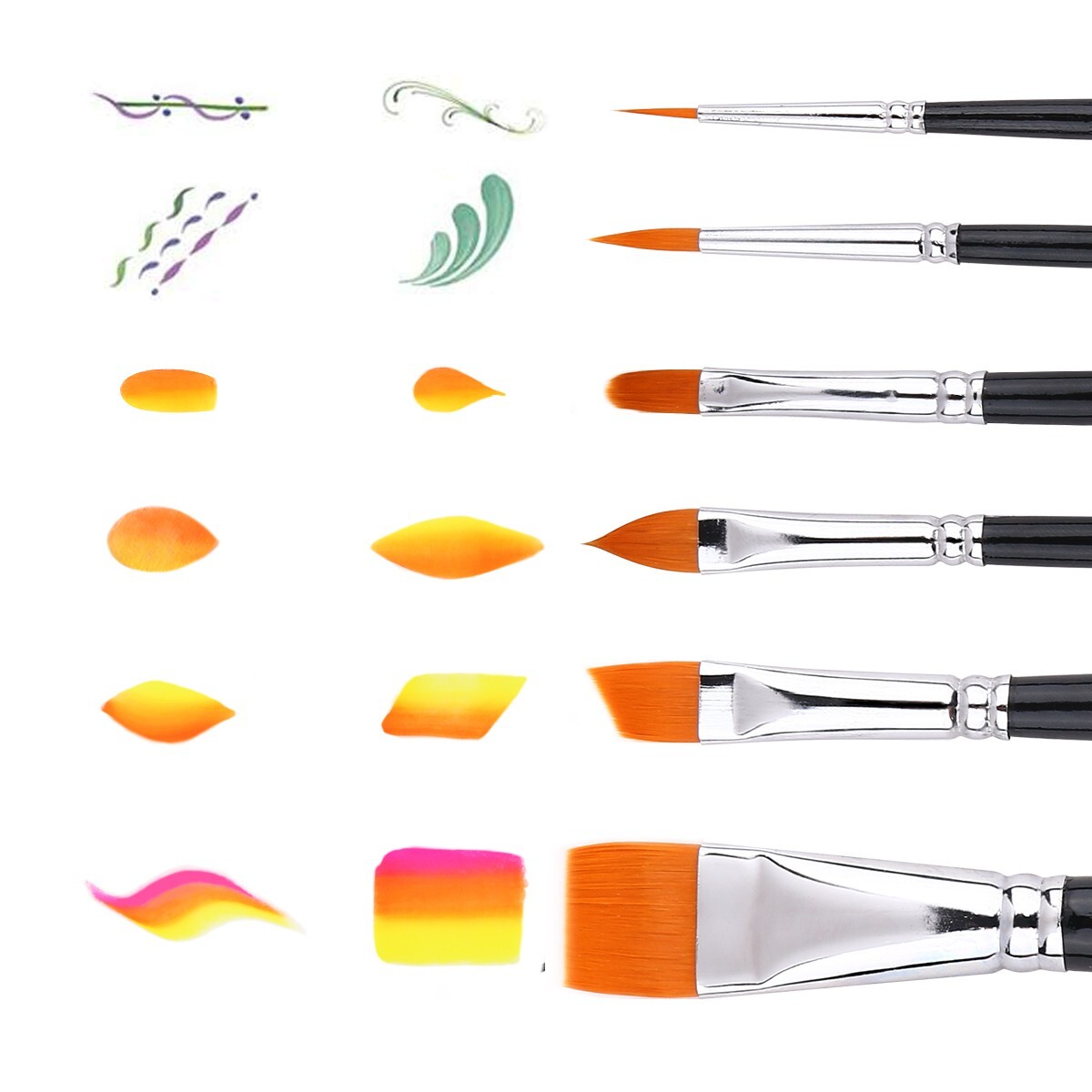 Bowitzki Professional Face Paint kit Split Cakes 1 Stroke Body Paint Brushes Set