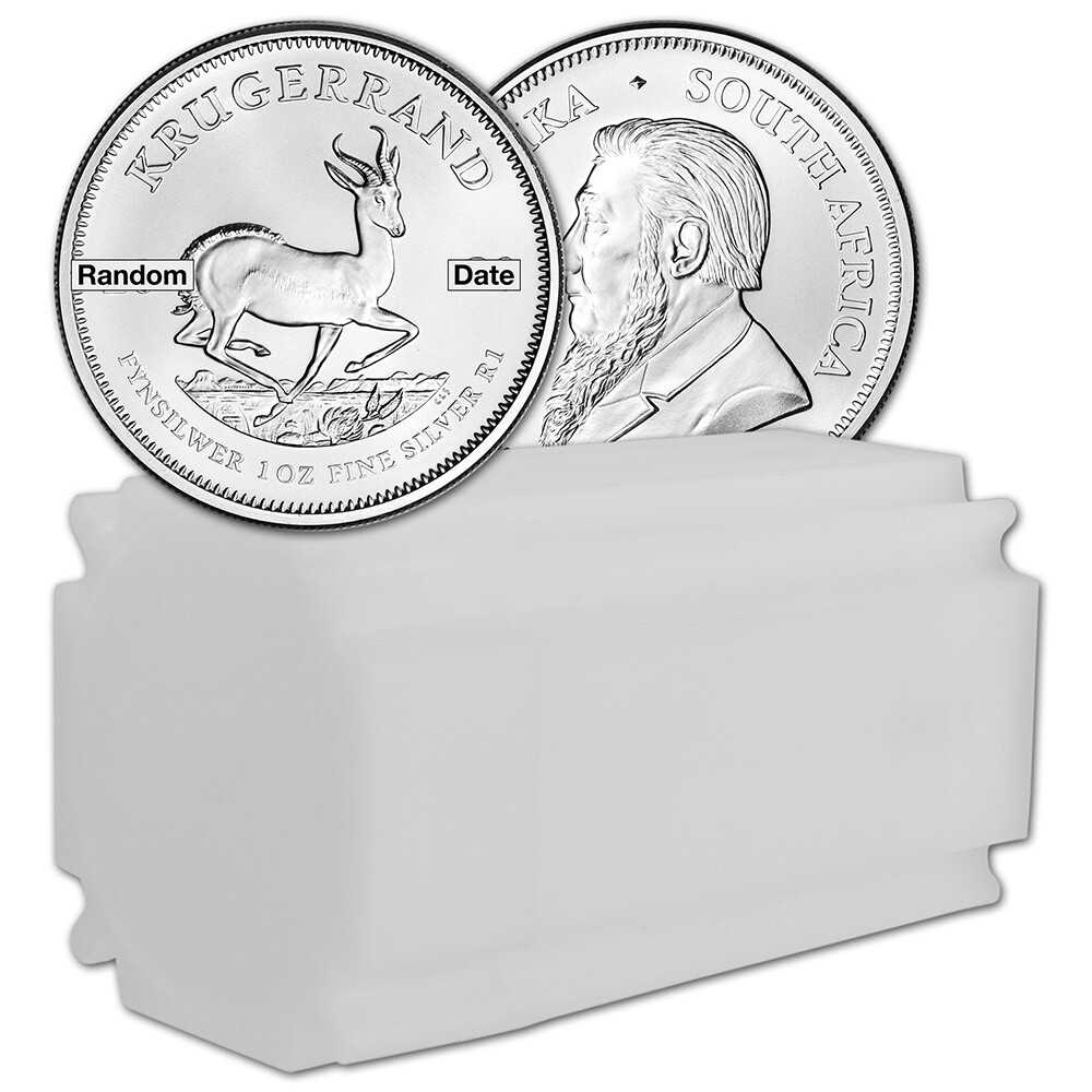 South Africa Silver Krugerrand 1 oz 1 Rand - Random Date - BU Tube of 20 Coins