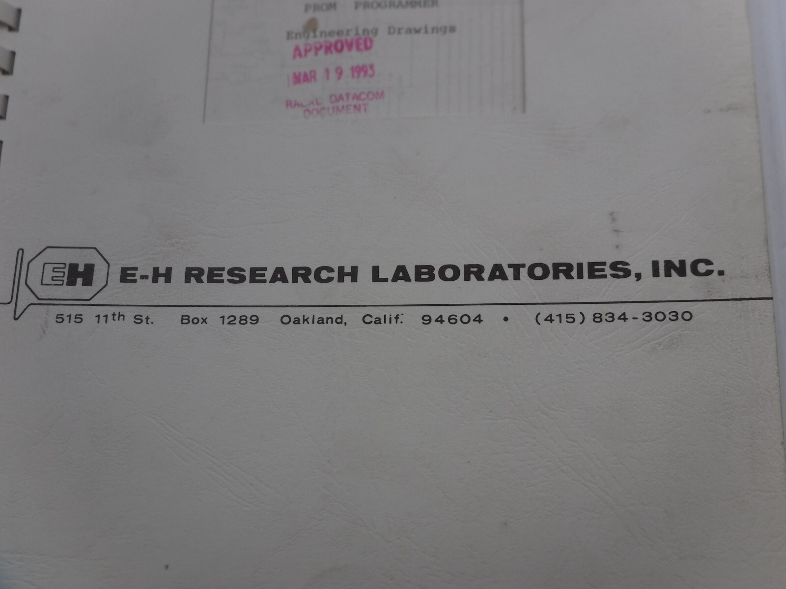 EH Research Laboratories Inc. Model 4 Programmer Engineering Drawings