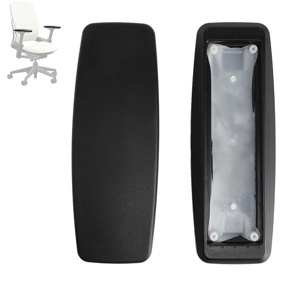 Steelcase Leap V2 & Amia Chair Armrest Pad Replacements - Black, Set of 2