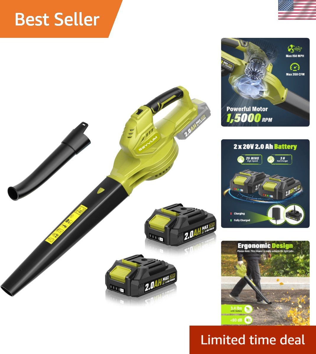 Effortless Lawn Care with 20V Cordless Leaf Blower - Perfect for Garden & Patio