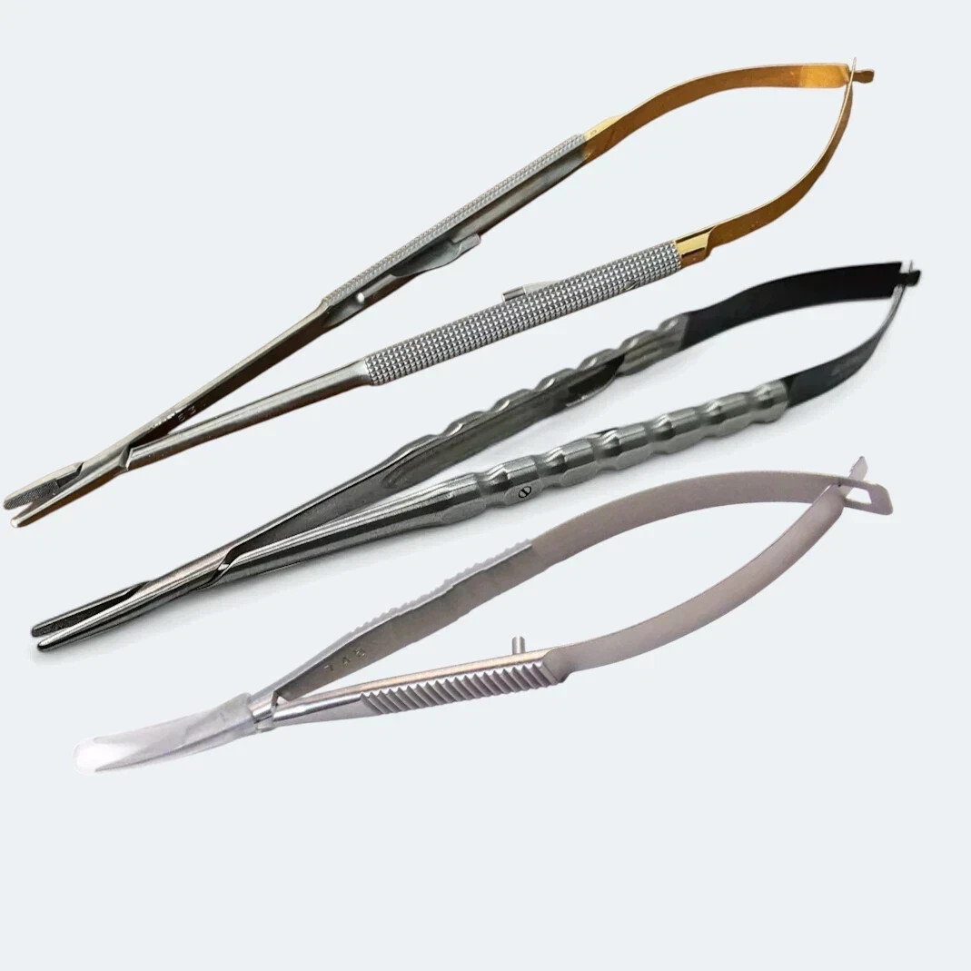 Lot Of 3 HU-FRIEDY Castroviejo Straight ,Diamond Dusted, Micro Scissor-Curved