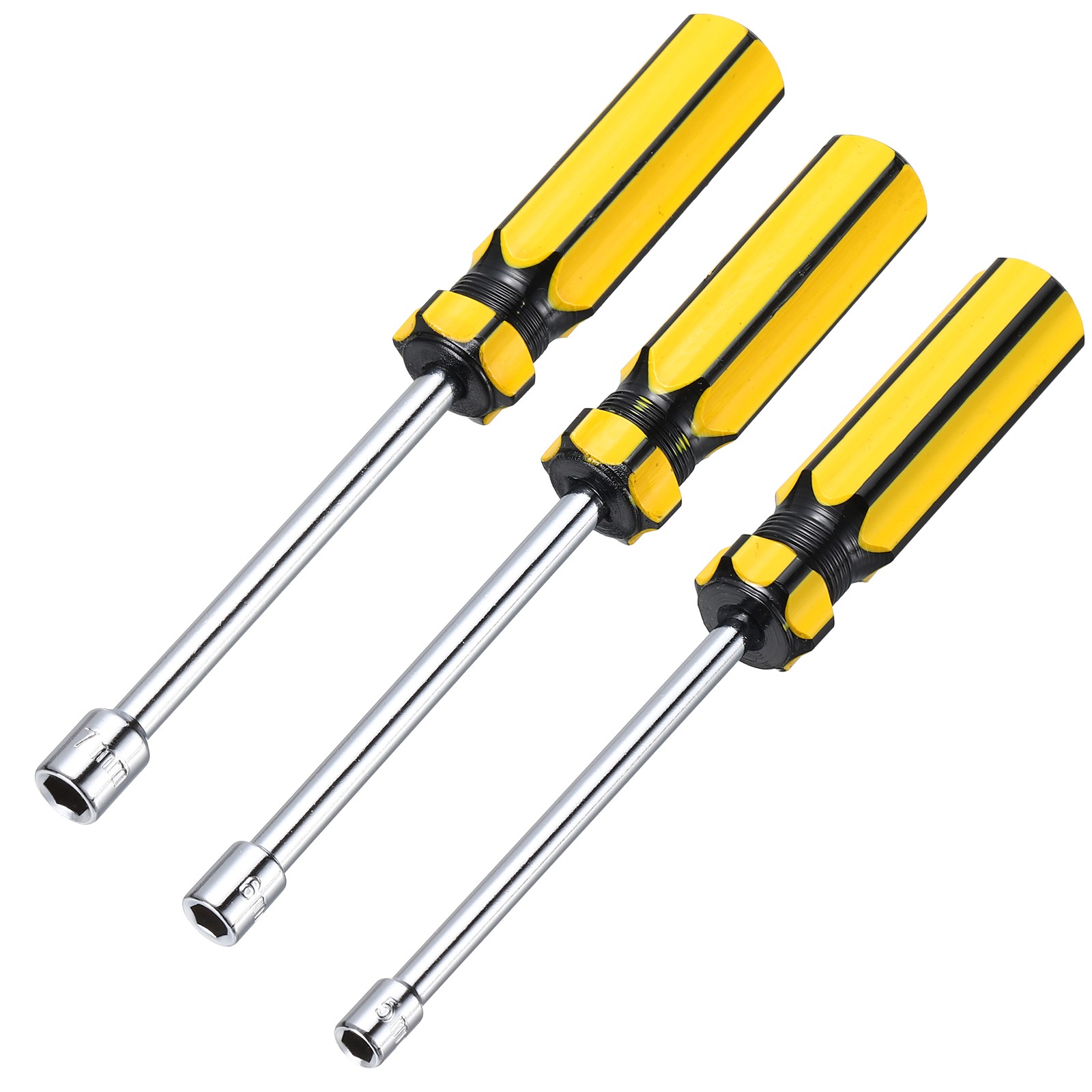 3pcs Non-Magnetic Nut Driver, 5mm/6mm/7mm Metric Hex Nut Driver with Handle