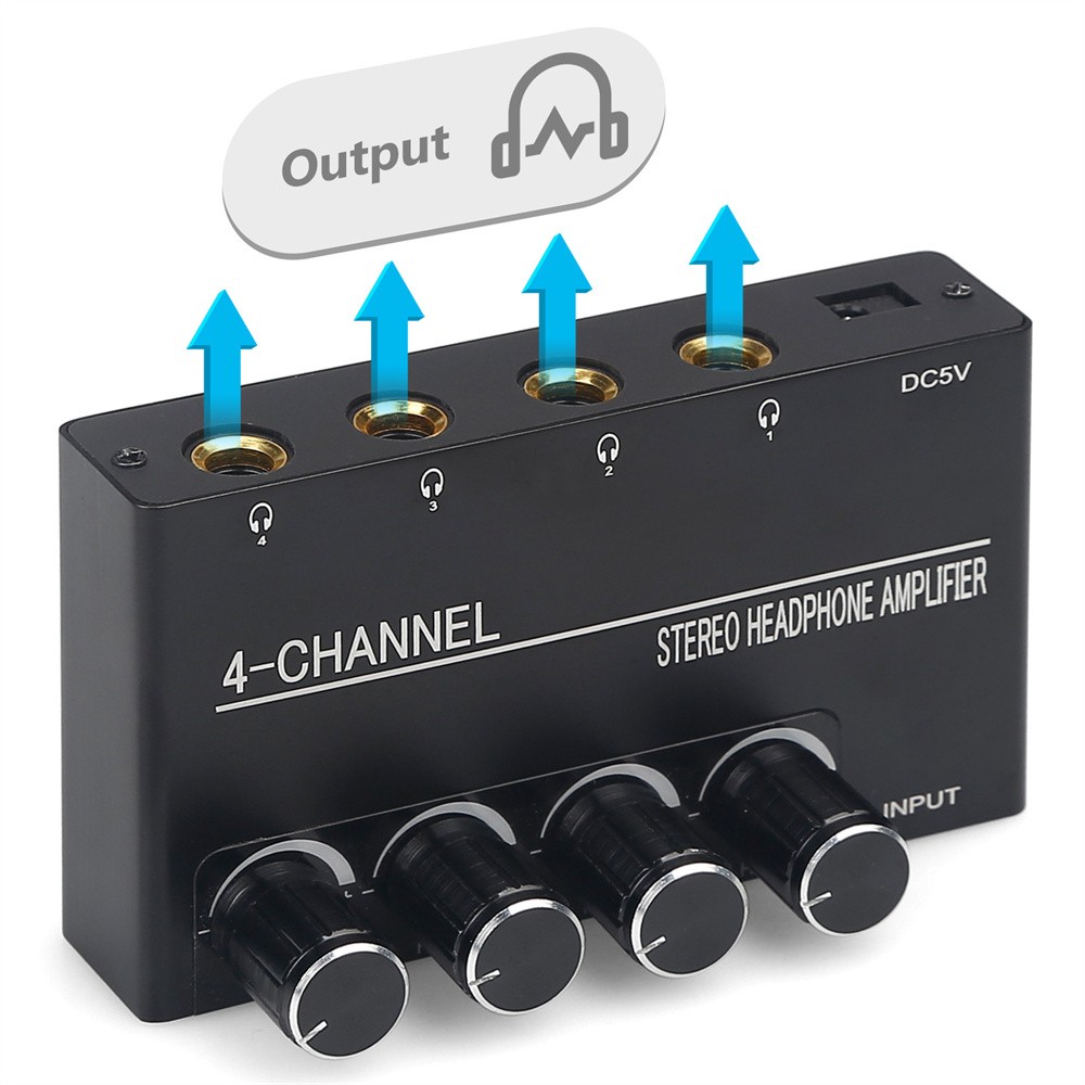 Stereo Headphone Amplifier 4 Channel Audio Distributor Mixing Splitter