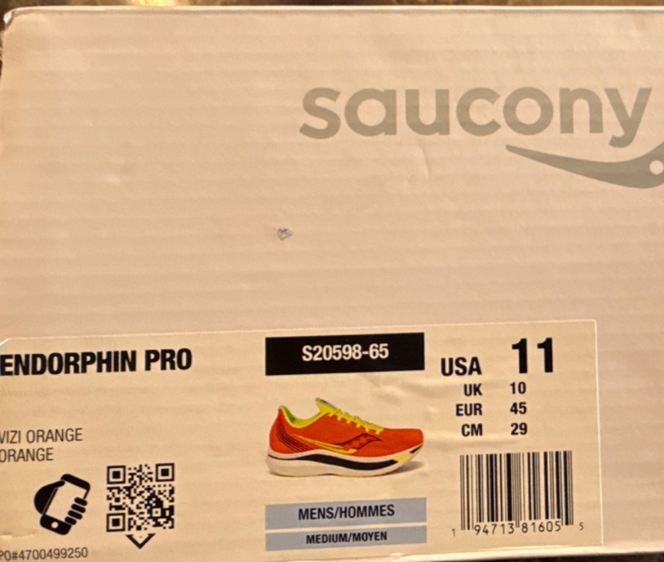 Saucony Endorphin Pro S20598-65 Men's Running Shoes Vizi Orange US 11