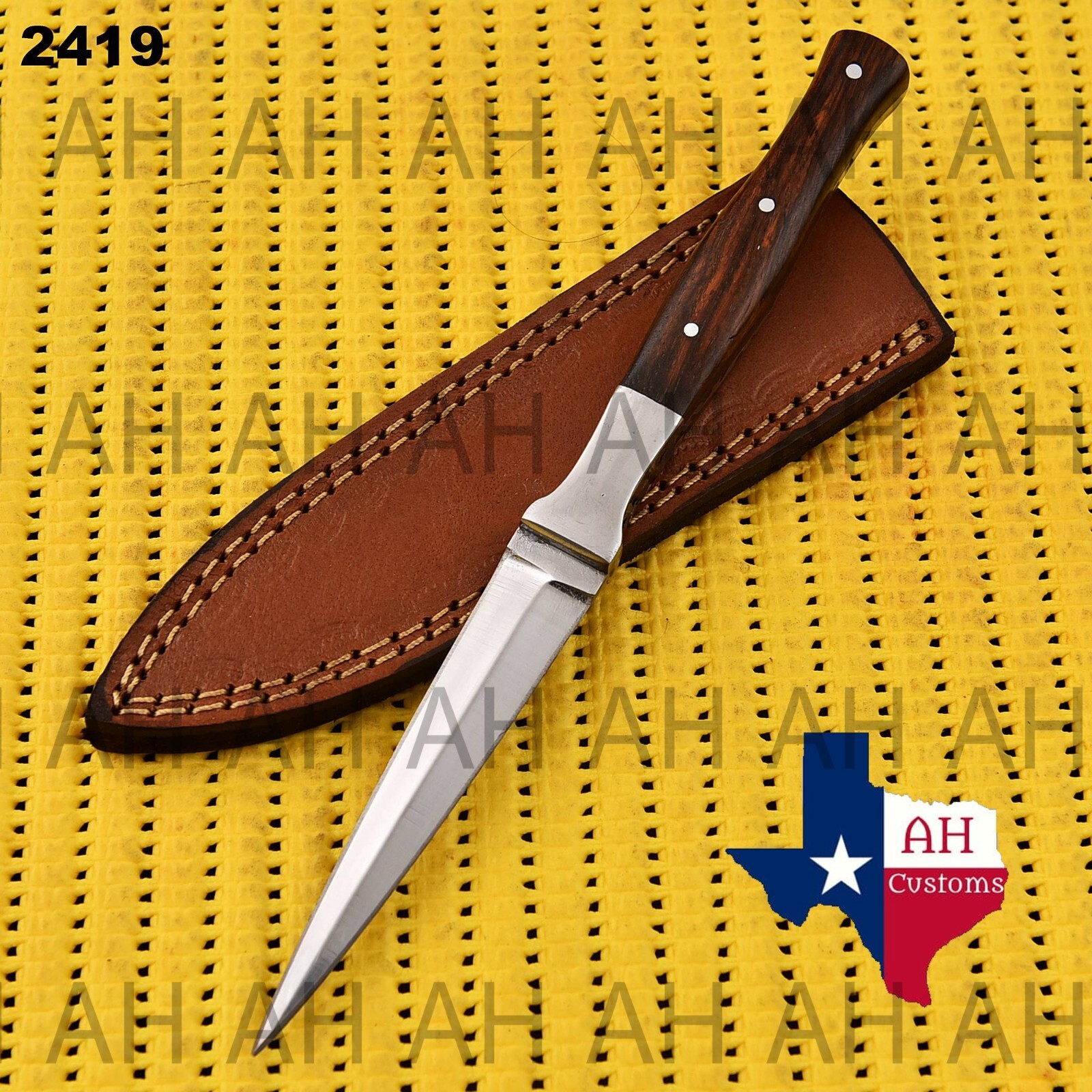 Custom Handmade D2 Steel Hunting Dagger Double Edge Boot Knife Full Tang AH 2419