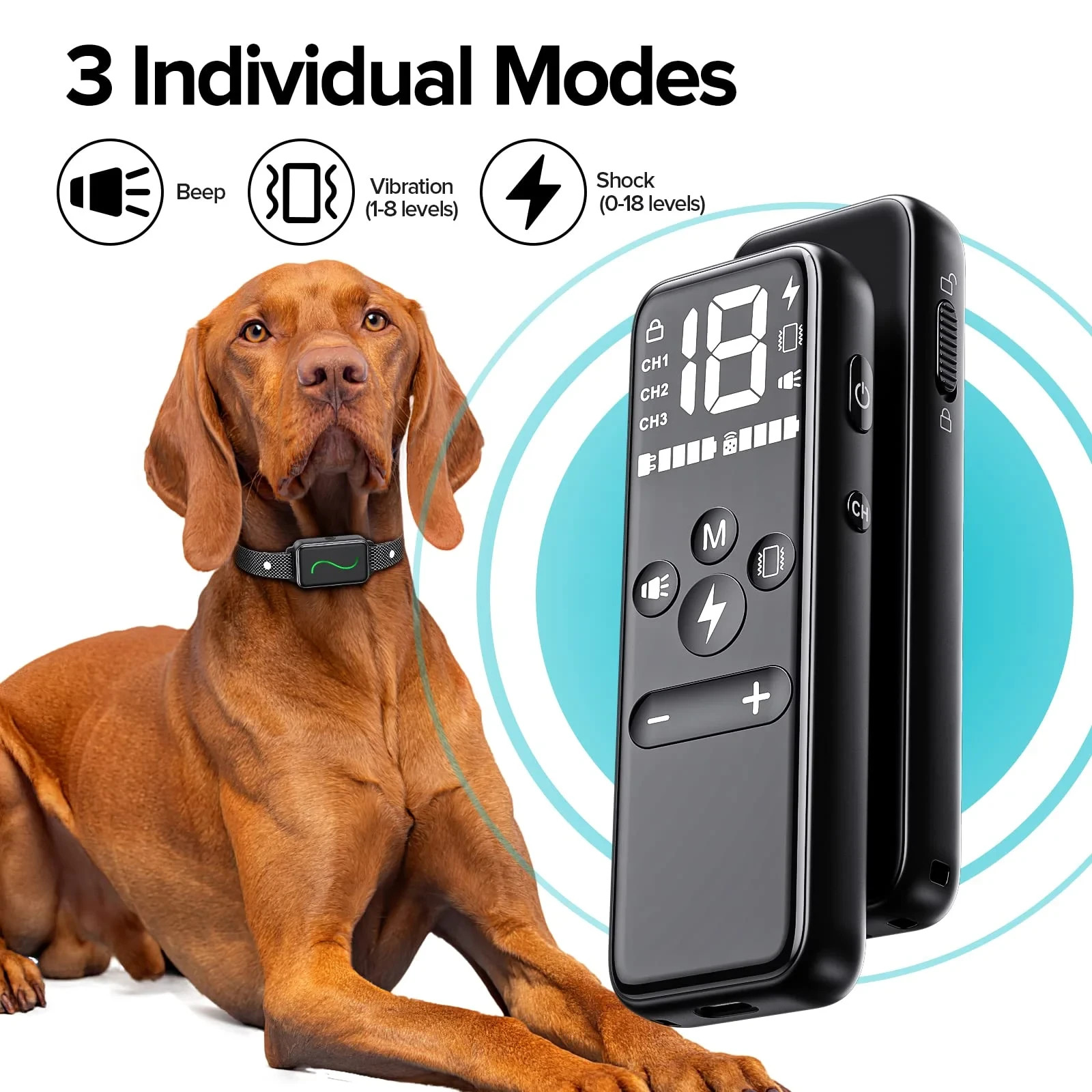 Dog Shock Collar, Dog Training Collar with Remote, IPX7 Waterproof with 3 Traini