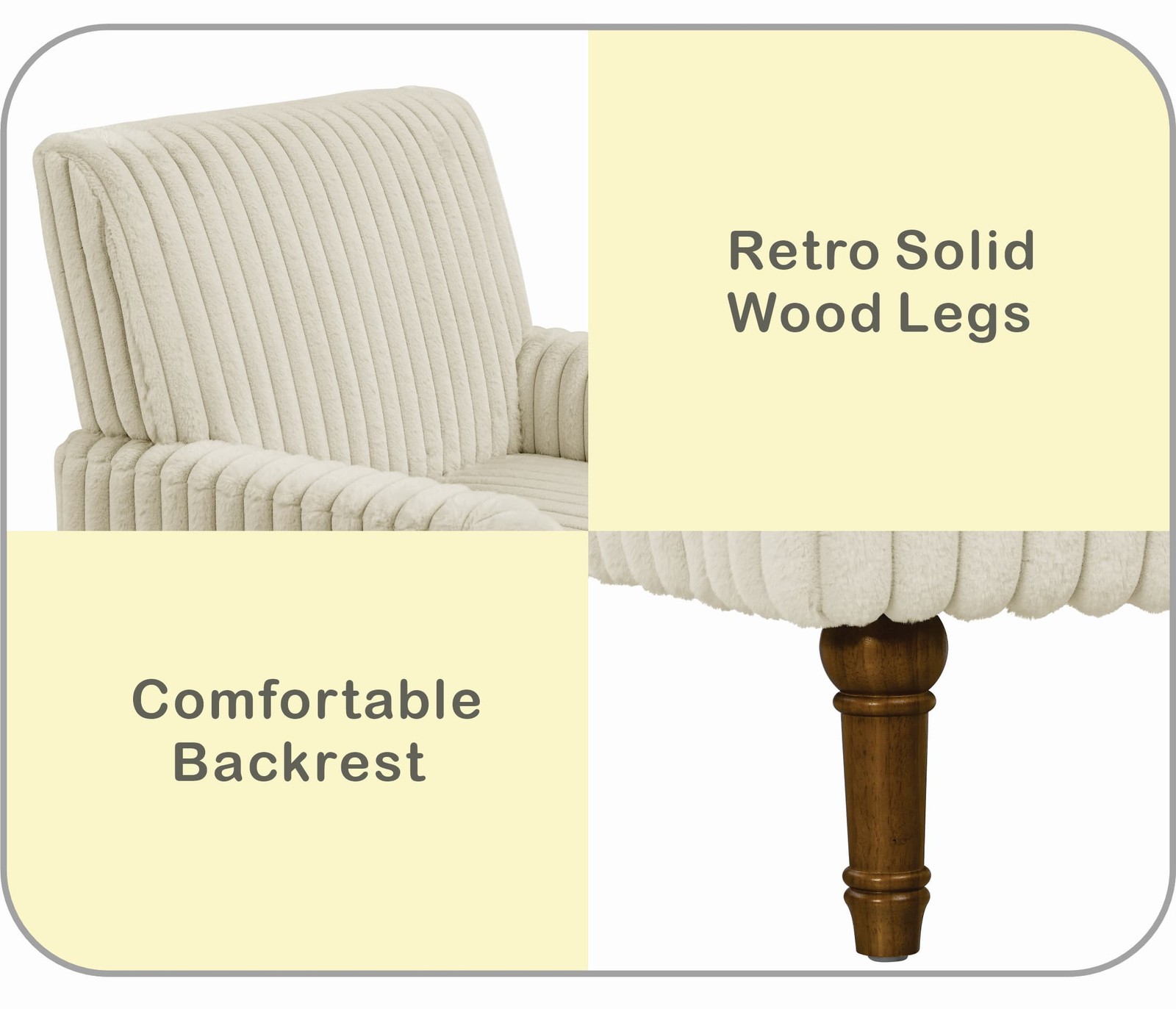 Beige Wide Wale Corduroy Accent Chair Modern Upholstered Armchair Wood Legs