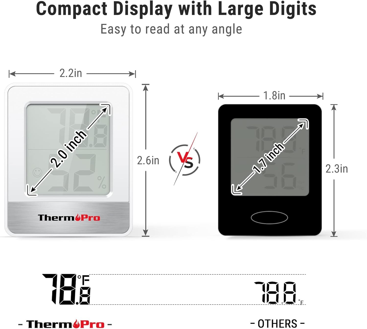 ThermoPro TP49 Digital Hygrometer Indoor Thermometer White