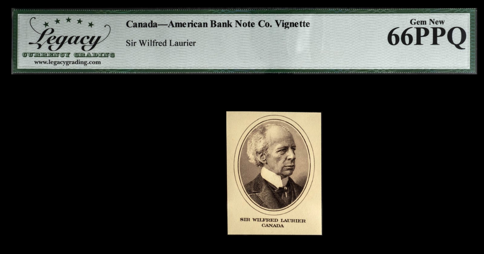 Canada . Sir Wilfred Laurier Vignette, American Bank Note Co., Legacy 66 PPQ