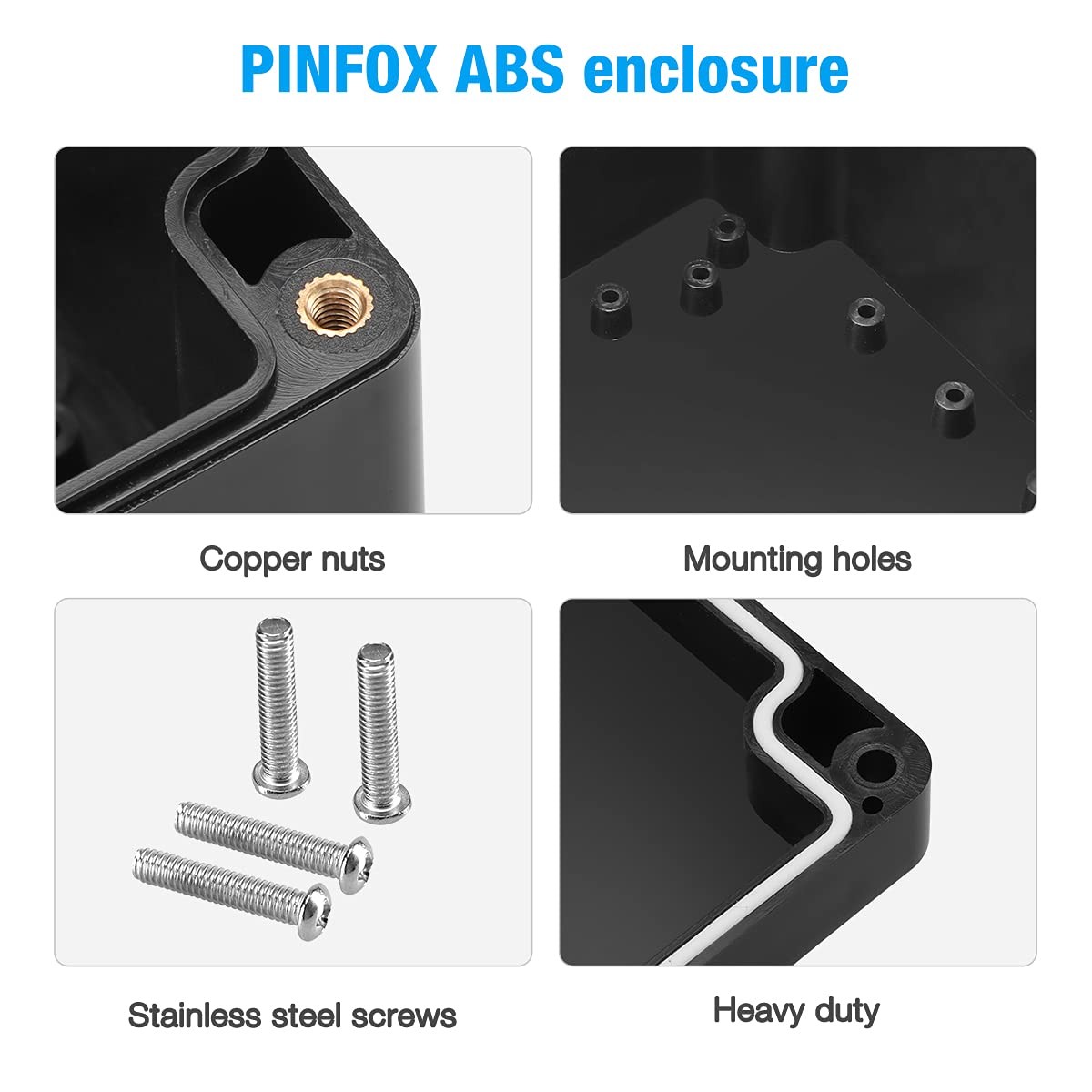 Project Box 2 Pack Waterproof ABS Junction Box Enclosure IP65 Black