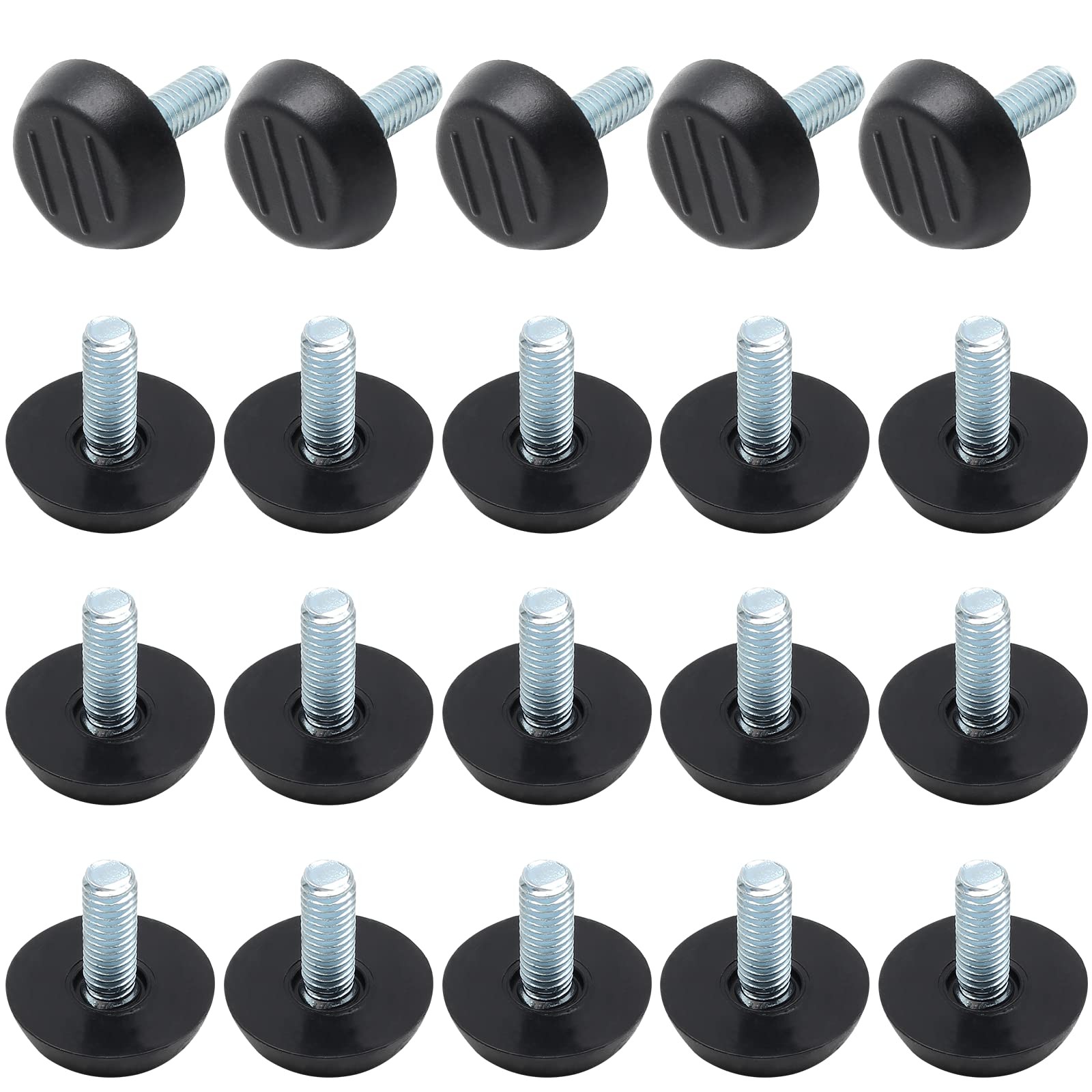 20Pcs M6 Thread Furniture Levelers Adjustable Screw On Furniture Glide Leveling