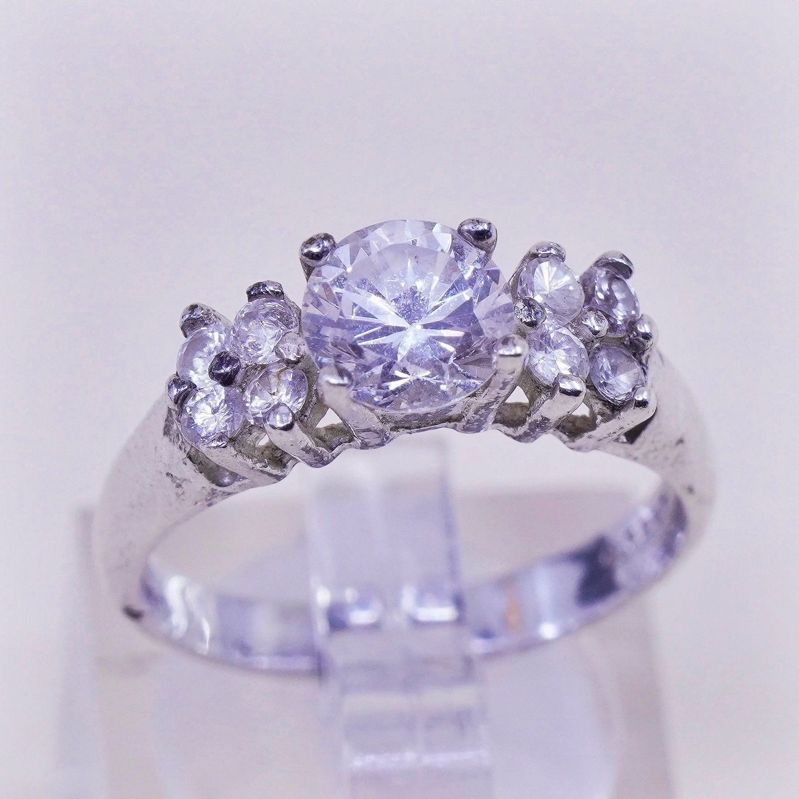 Size 7.5, Sterling silver ring, 925 silver with round cut cz, engagement ring