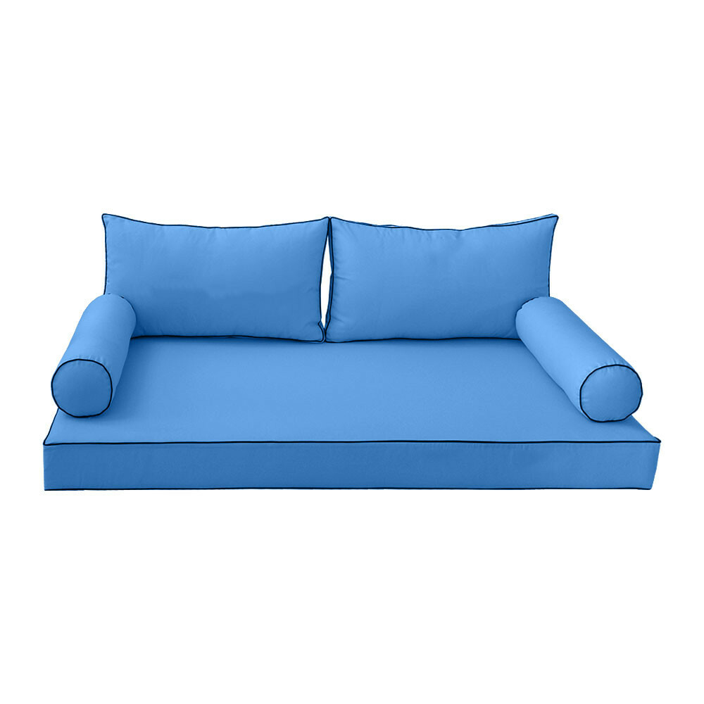 COVER ONLY-Style 2 Daybed Mattress Bolster Back Covers Contrast Trim Queen-AD102