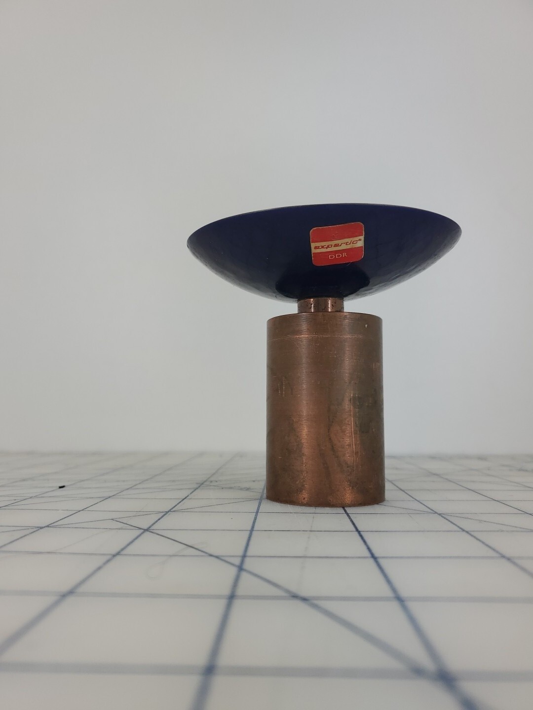 MCM Mid Century Blue enameled Copper Candleholder Expertic DDR Germany
