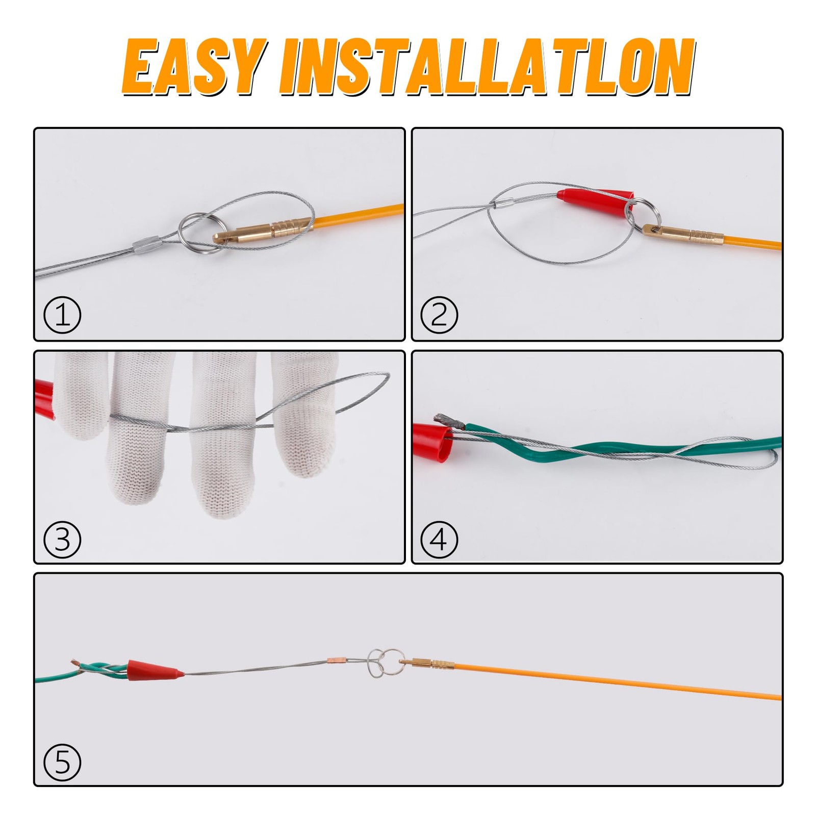 KOOTANS 11FT Fiberglass Running Electrical Wire Cable Glow Rods Wire Pulling ...