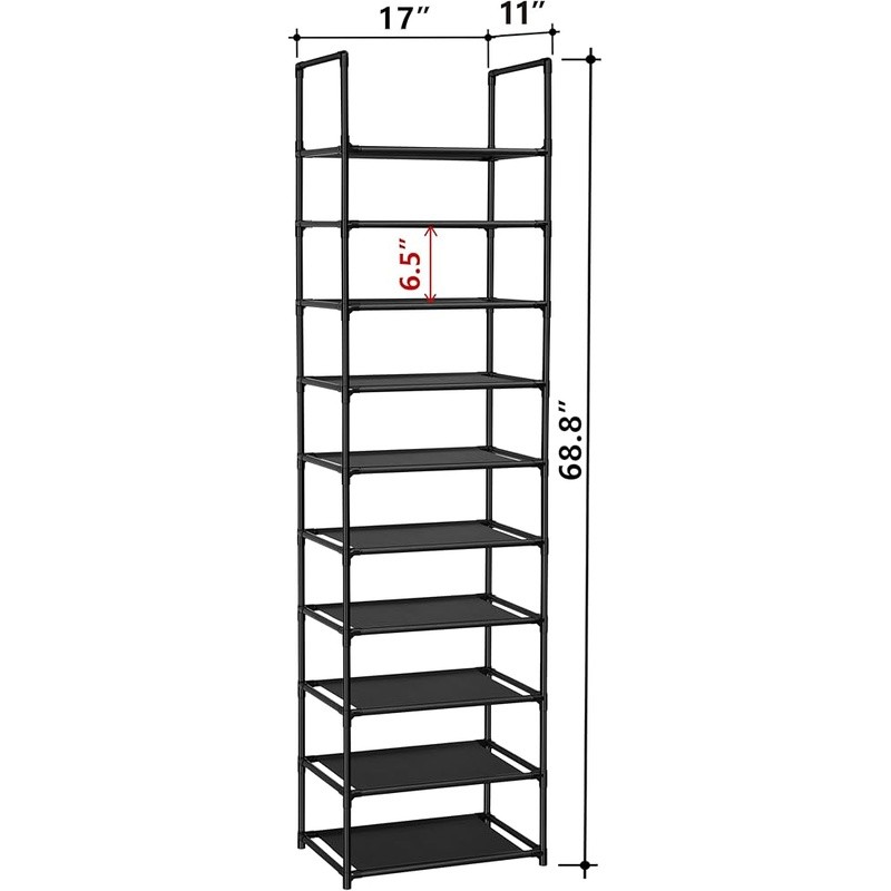 Durable 10 Tier Shoe Rack Space Saver Waterproof Storage Organizer Easy Assembly