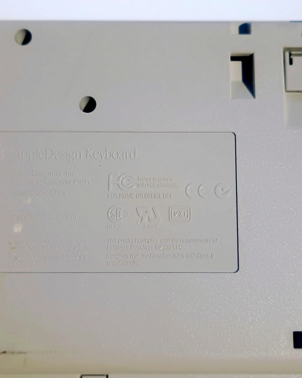 Vintage Apple Design Keyboard M2980 [Untested]