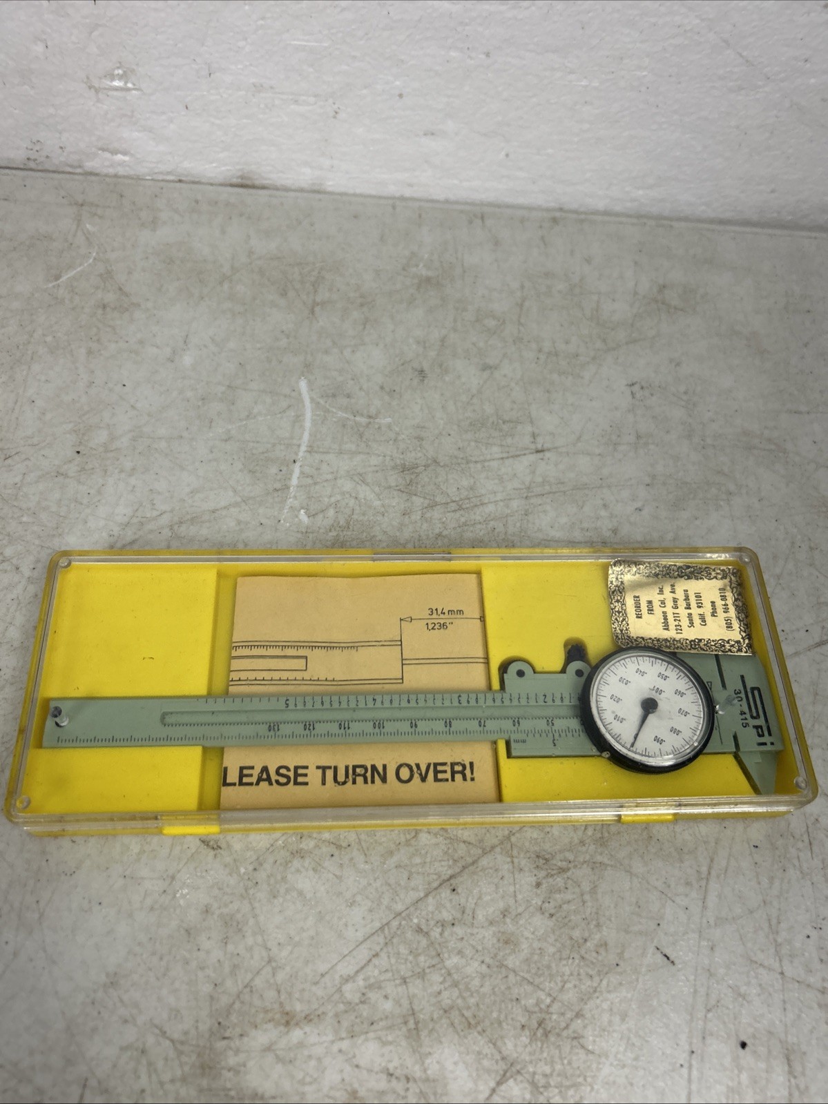 Vintage SPI 30-415 Dial Caliper 5" Type 6932 Hanger Case & Paperwork Swiss Made