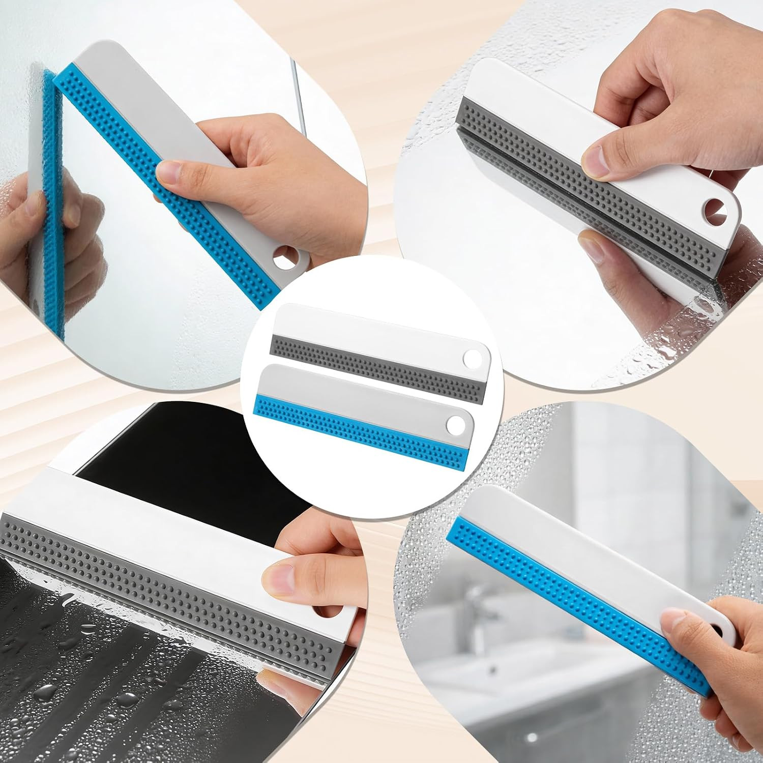Small Rubber Squeegee 2 Pcs All-Purpose Mini Soft Rubber Window Squeegee Small S