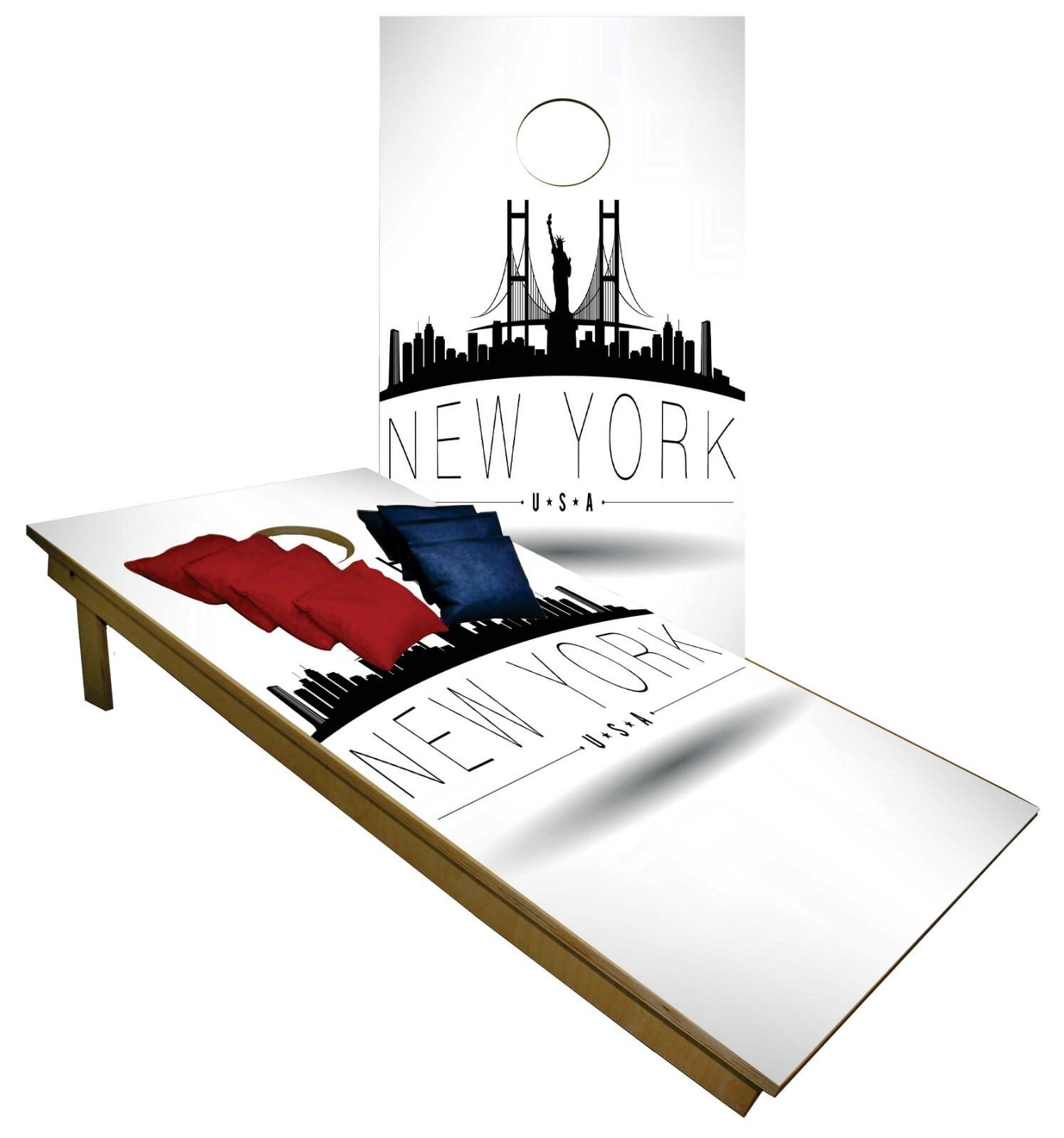 New York City USA CORNHOLE BEANBAG TOSS GAME w Bags Game Board Set