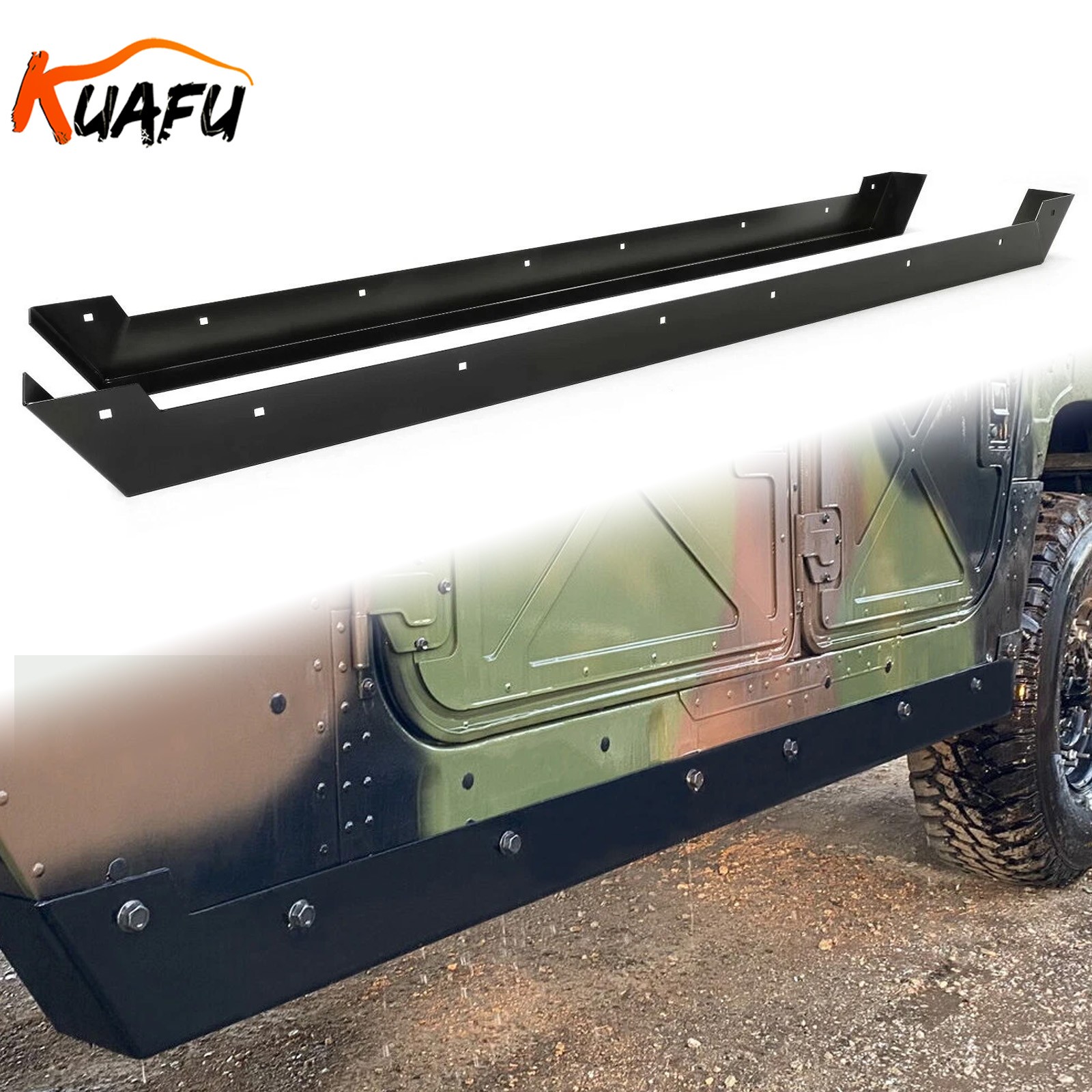 2PCs Jack Rails Rock Panels Sliders For HUMVEE M998 M1123 HUMMER H1 GMV