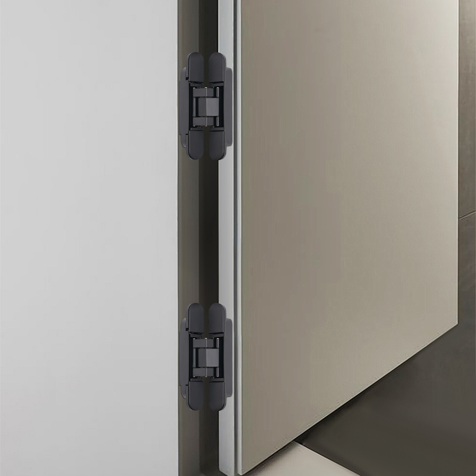 2-Pack 6'' Black Hidden Door Hinges Heavy Duty Zinc Alloy Hinges Concealed Hinge