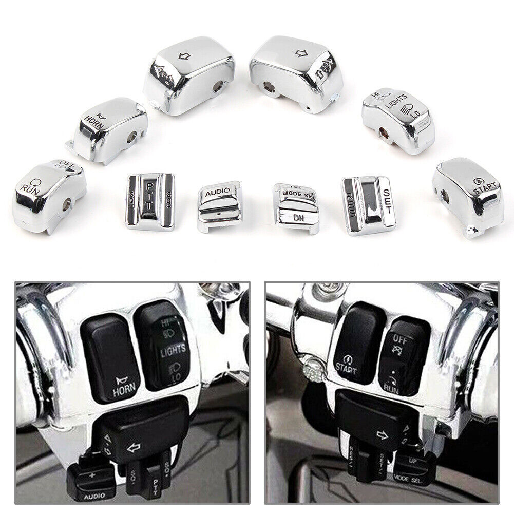 Hand Control Switch Cover Housing Button Cap Fit Harley Touring 1996-2013 Chrome
