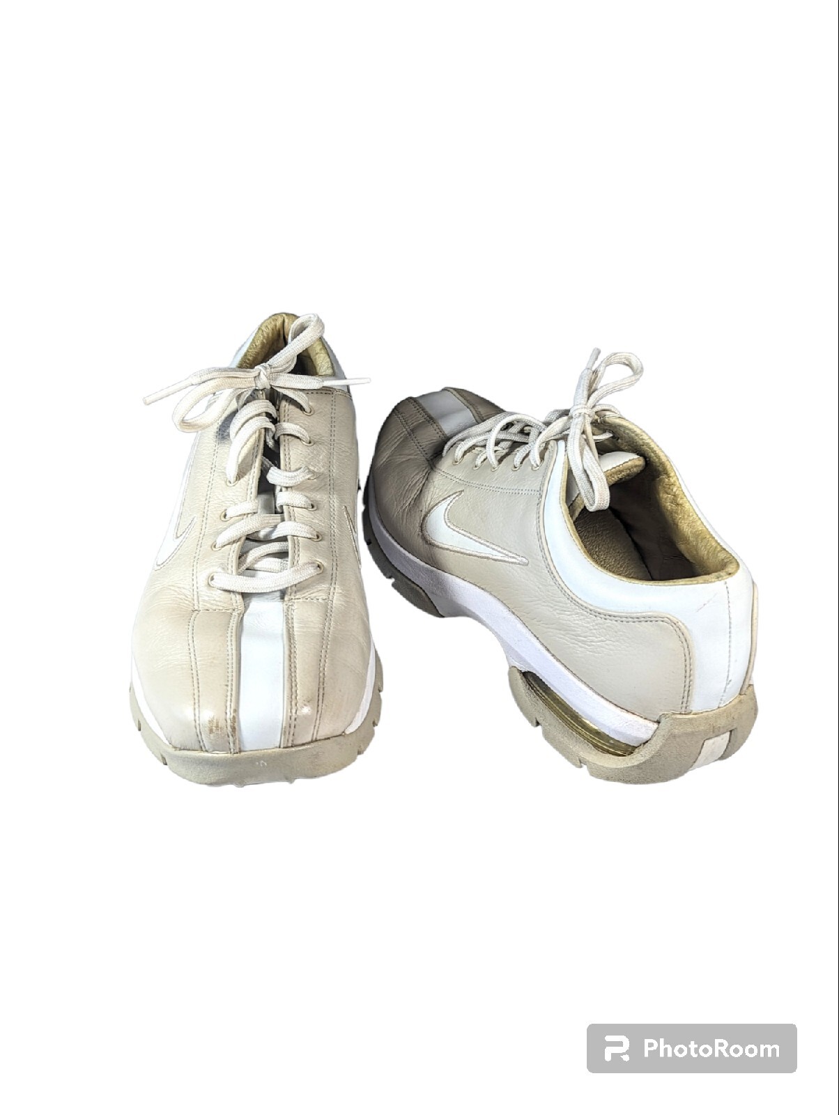 Nike Beige Leather Golf Shoes Size 8