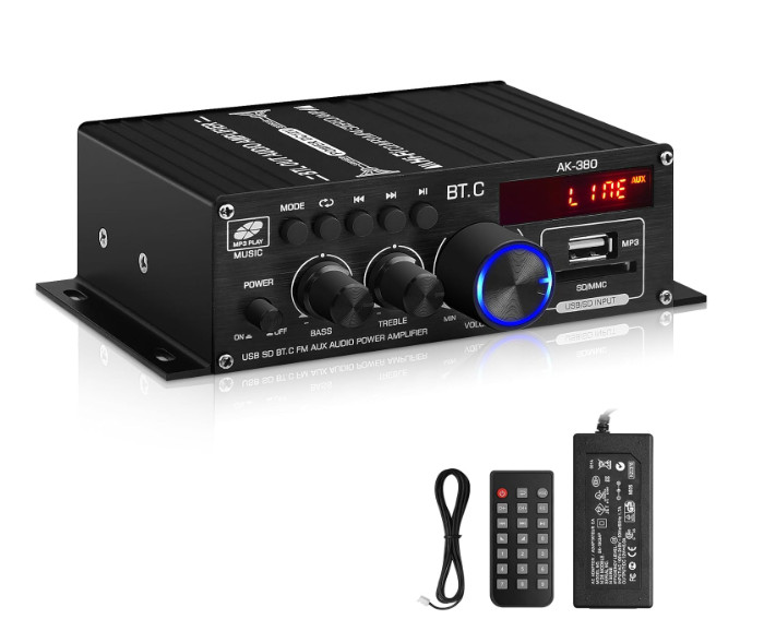 Amplificador Bluetooth 5.0 800W USB SD FM AUX estéreo 2.0 para hogar y coche. Ne