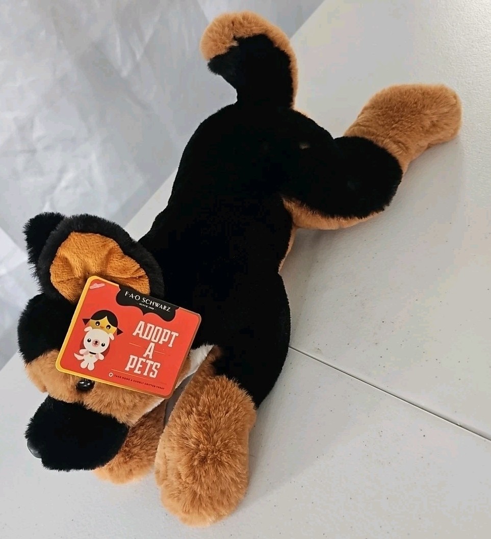 FAO Schwarz Plush Adopt A Pet Stuffed Dog Animal Toy Black Brown 14" 2020