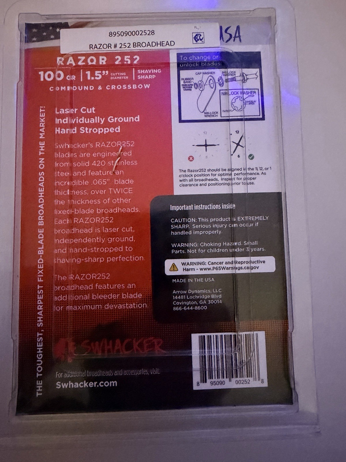 Swhacker Razor 252 100 Grain