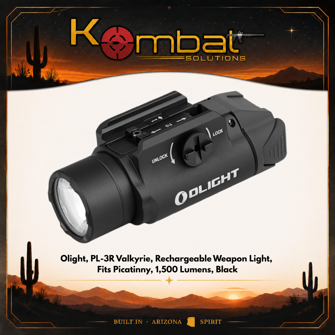 Olight PL-3R Valkyrie Rechargeable Light, Fits Picatinny, 1,500 Lumens, Black