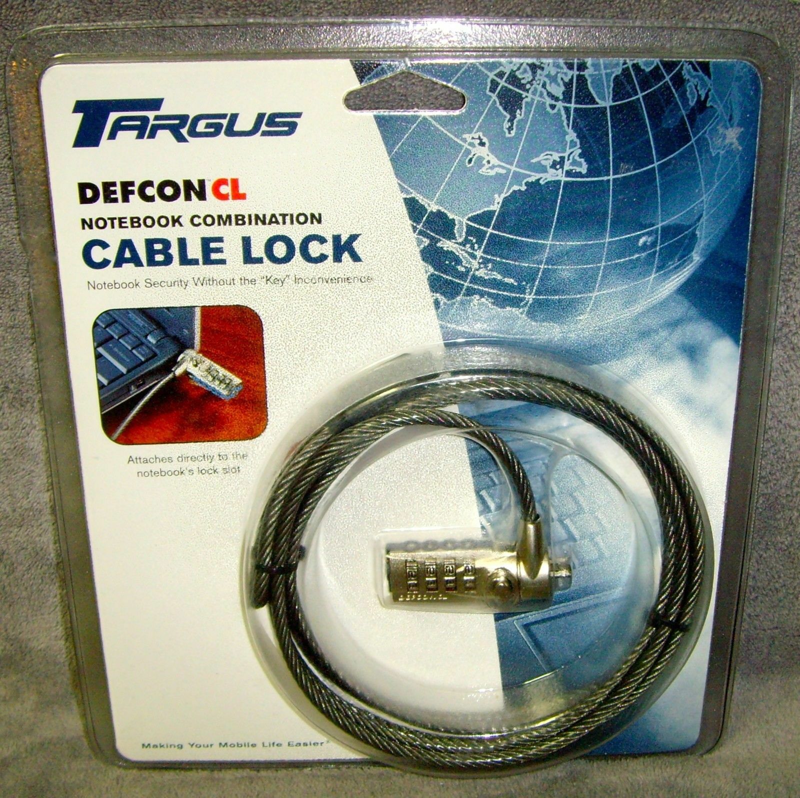 Targus Defcon CL Notebook Combination Cable Lock 6.5 foot cable PA410U