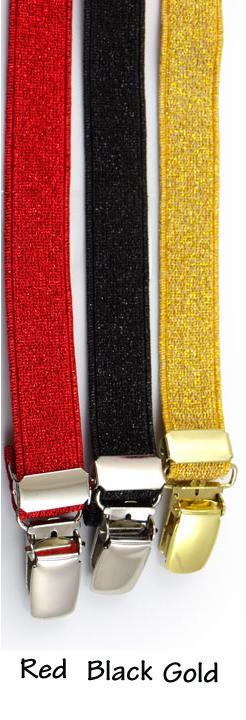 RED GLITTER SUSPENDERS broadway elastic jazz performer mens womens costume 42"