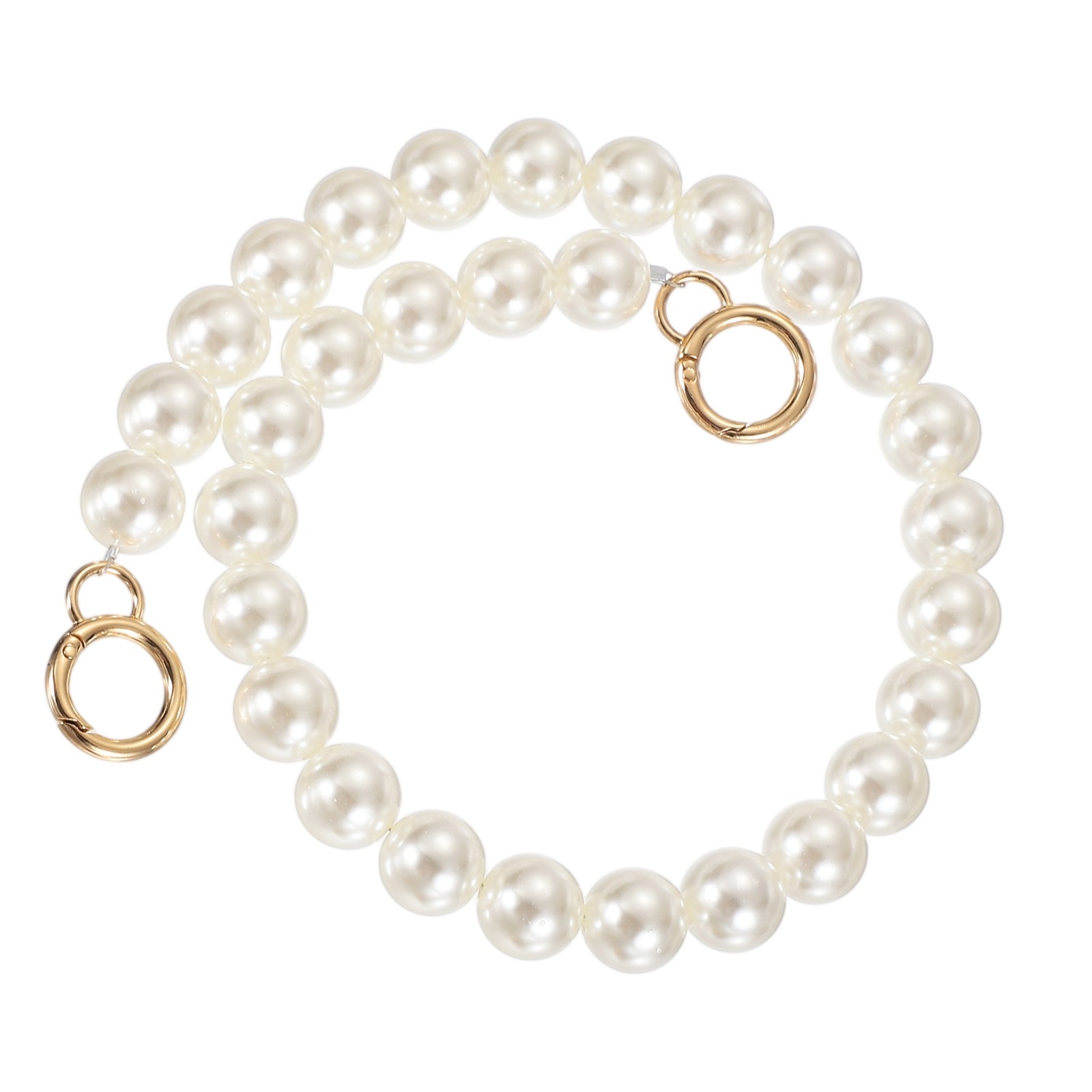 Imitation Pearl Purse Strap, 24" Handbag Chain with Spring Clasp, 18mm